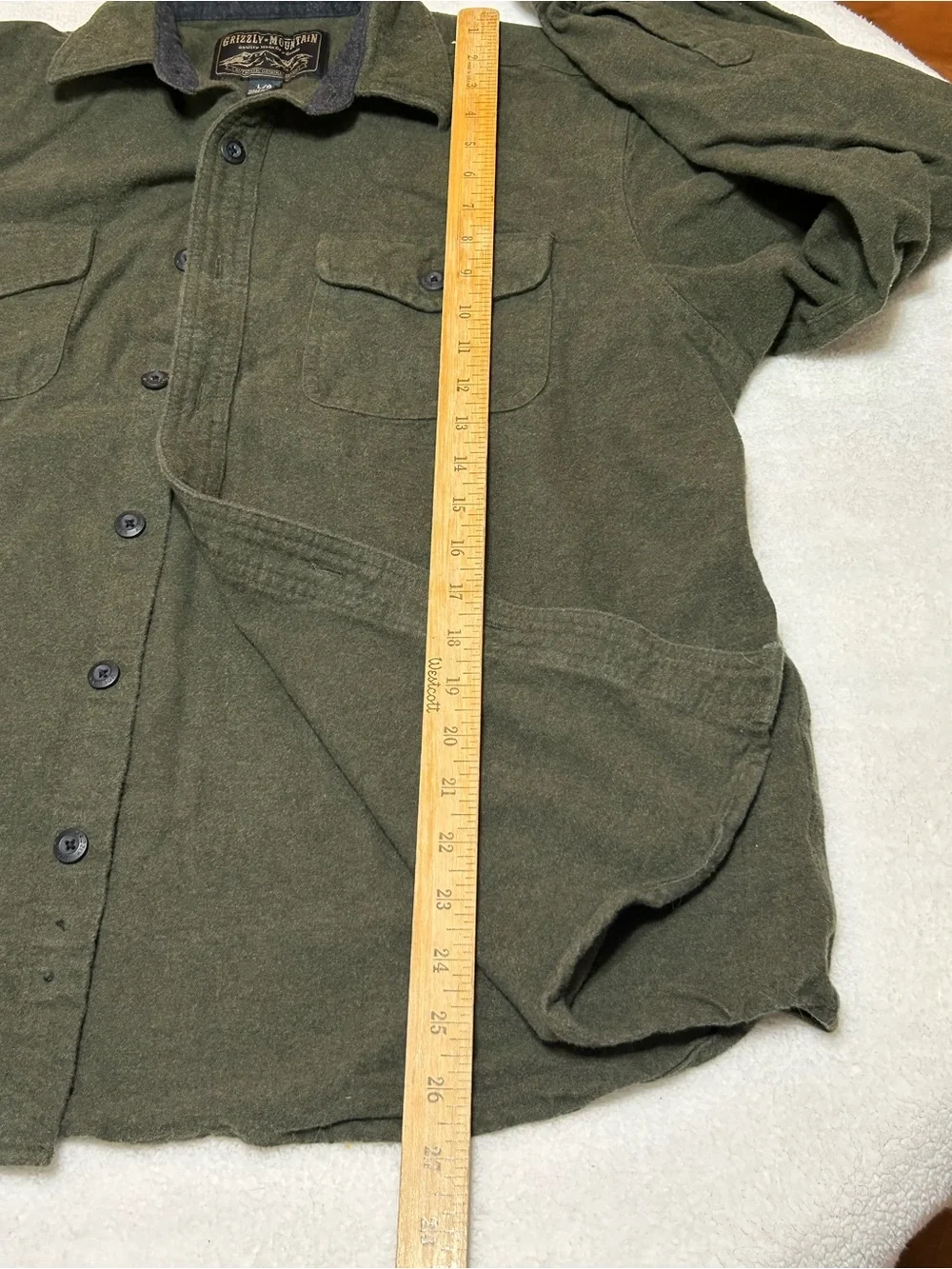 Men's Olive Green Shirt Jacket with Quilted Collar